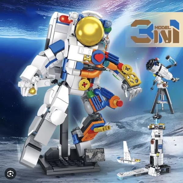 Armable Astronauta/telescopio/base Espacial 3 Formas en 1 527pcs FC1053 Forange
