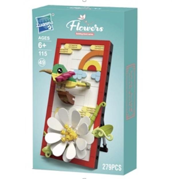 Armable Colibri con Flor Blanca 115 49 Pequeño 271pcs