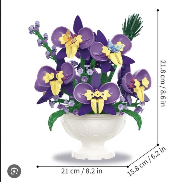 Armable Flor Orquideas Moradas en Maceta Blanca N123 (6) 441pcs Mediano