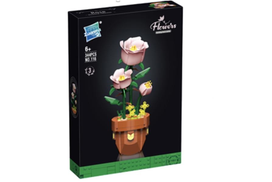 Armable Flor Rosa Rosada N116 (3) 344pcs Mediano — vista 2