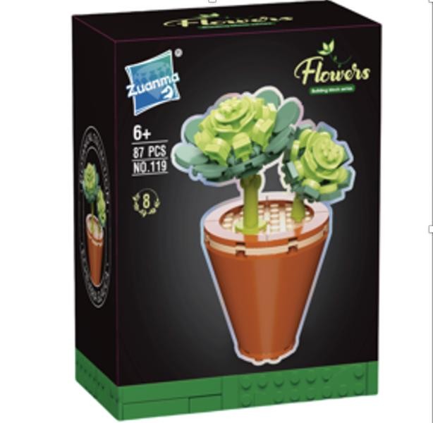 Armable Flor Suculenta N119 (8) Toda Verde 87pcs