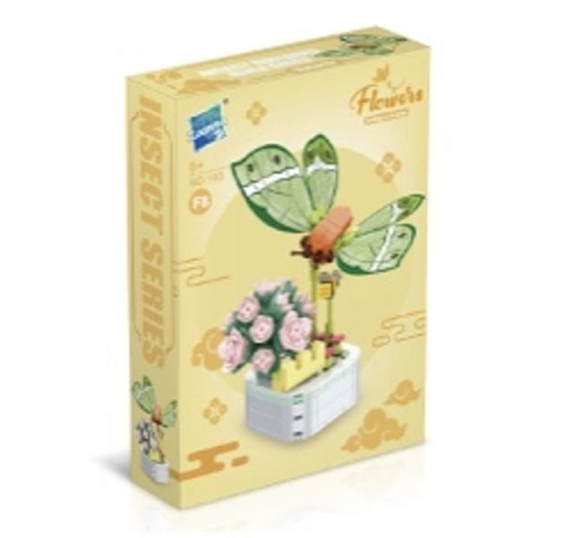 Armable Mariposa Verde con Suculenta Rosada N103 F8 Pequeño