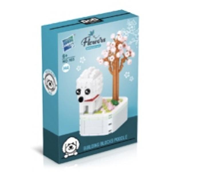 Armable Perro Puddle Blanco con Arbol de Cerezo Rosado N103 H4 Pequeño