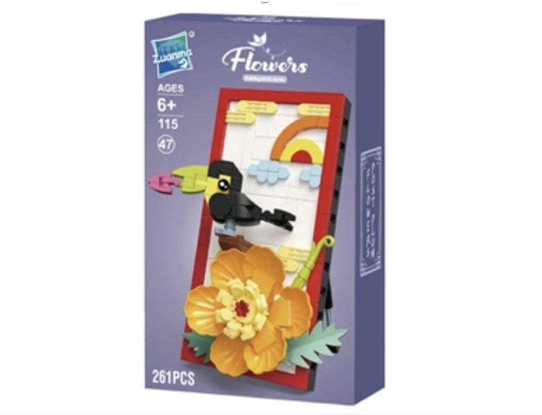 Armable Tucan Negro con Flor Naranja 115 47 Pequeño 261pcs