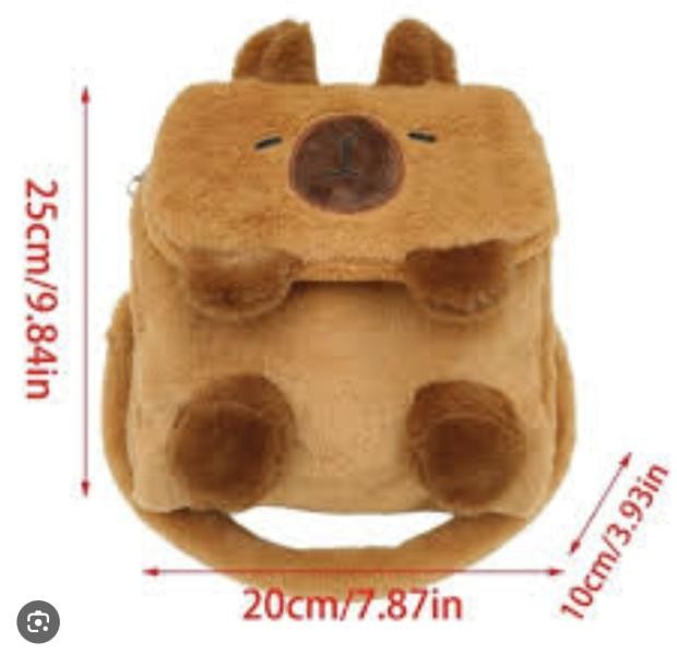 Bolso de Peluche Pequeño de Espalda 25 cm Capibara