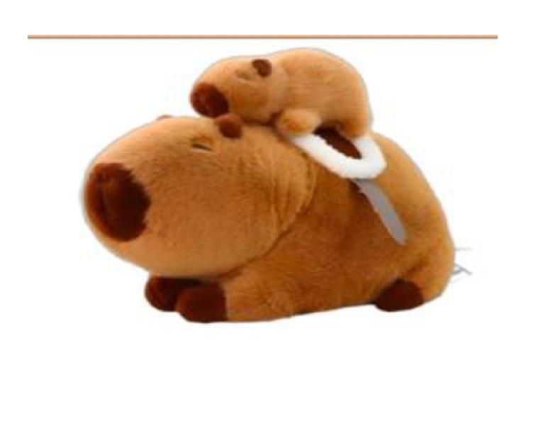 Peluche Capibara Acostado con Bebe Encima con Vibracion 28 cm