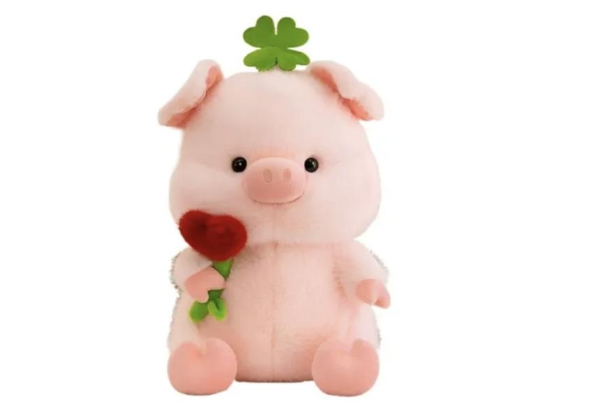 Peluche Cerdo Cerdito con Trebol en la Cabeza 35 cm
