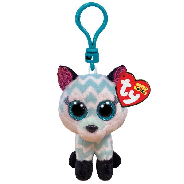 Peluche Llavero TY Atlas Lobo Aqua Clip Beanie