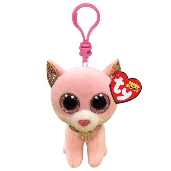 Peluche Llavero TY Fiona Gato Rosado Clip Beanie