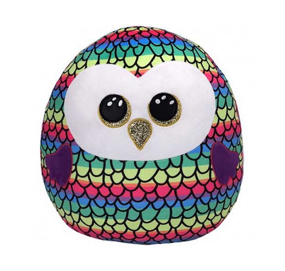Peluche TY Squishasboos Buho Owen Arcoiris Grande 35 cm