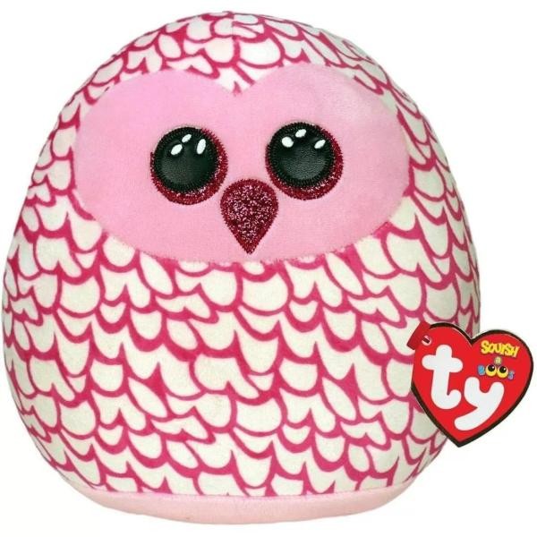 Peluche TY Squishasboos Pinky Buho Rosa Grande 35 cm