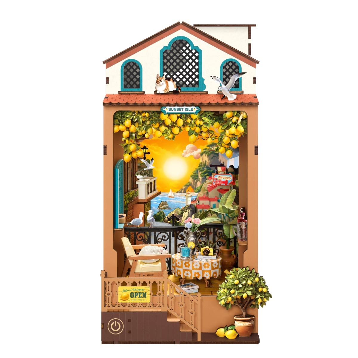 Armable Book Nook Atardecer en Isla 284pcs con Luz LED