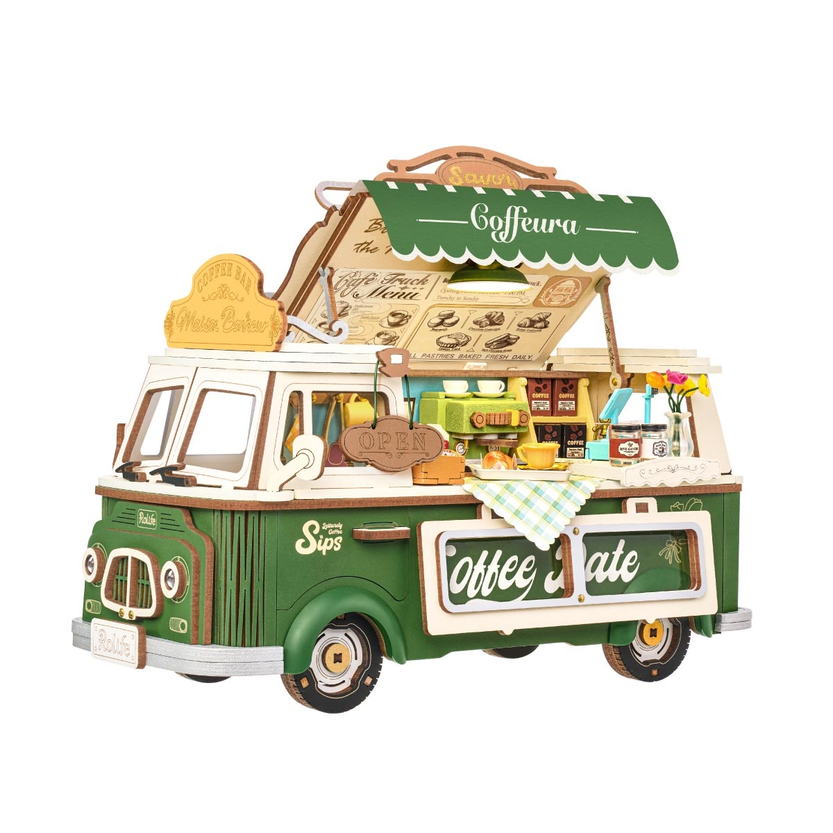 Armable de Madera Carro de Cafe de Leo con Luz 189pcs