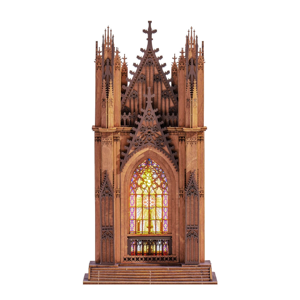 Armable de Madera Catedral Torre Gemela con Luz 111pcs