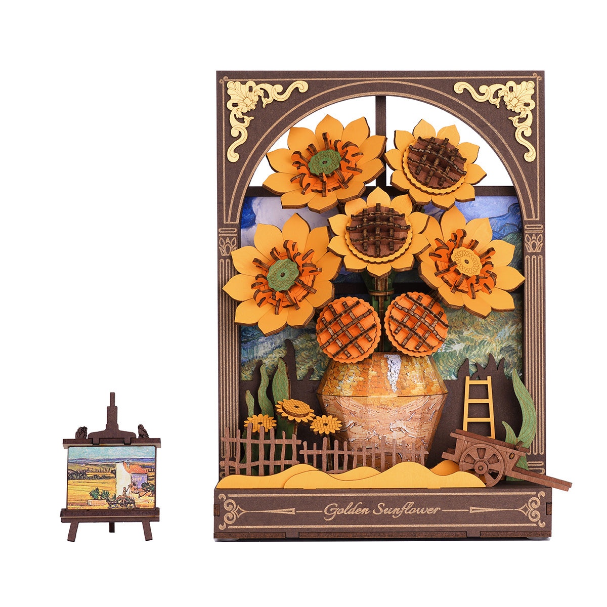 Armable de Madera Cuadro con Girasoles Golden Sunflower con Luz LED 266pcs