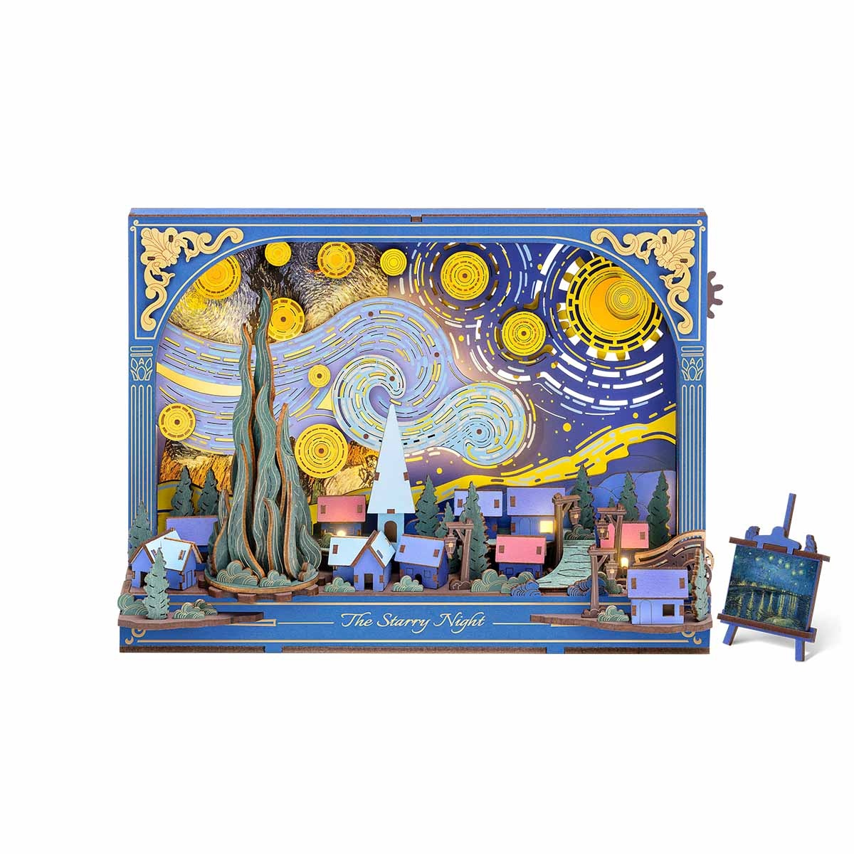 Armable de Madera Cuadro Noche Estrellada Starry Night Luz LED 238pcs