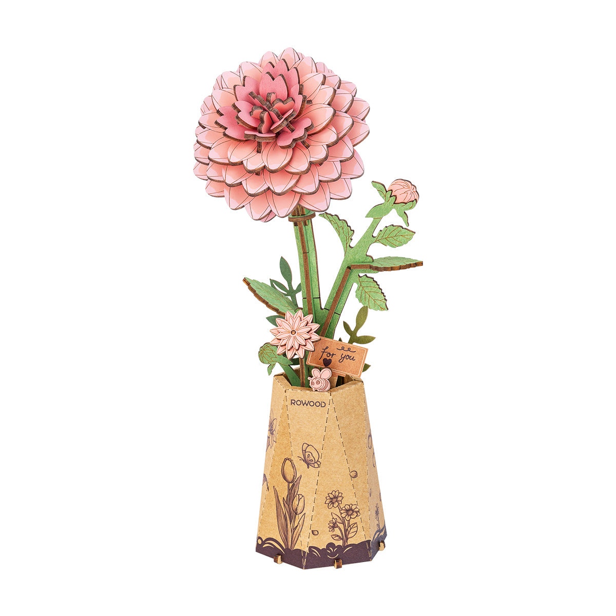 Armable de Madera Flor Dalia Rosada 93pcs