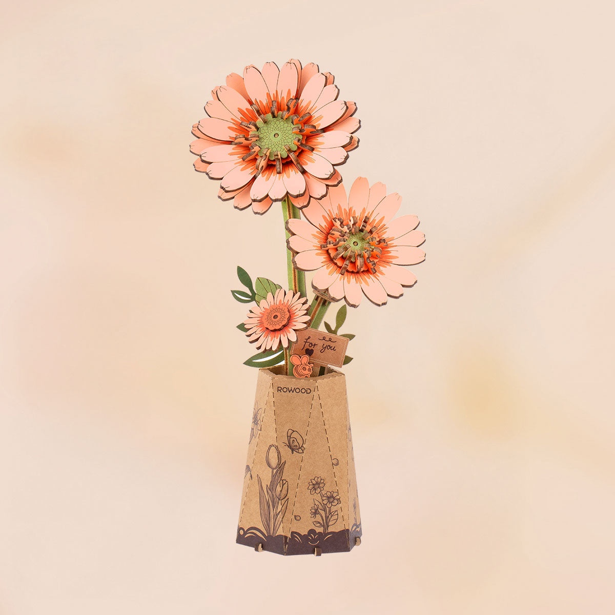 Armable de Madera Flor Margarita Rosado 105pcs