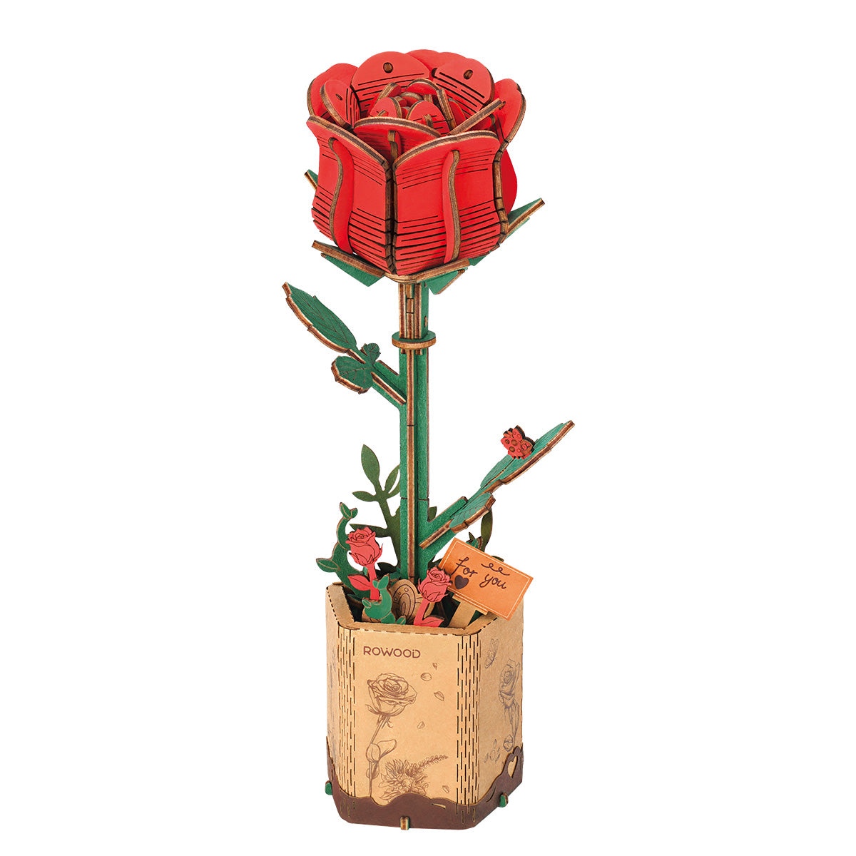 Armable de Madera Flor Rosa Roja 106pcs