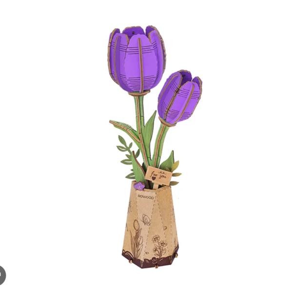 Armable de Madera Flor Tulipan Morado 72pcs