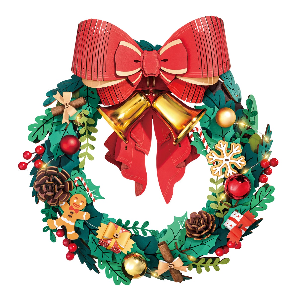 Armable Navideño Corona Navideña con Luz 252pcs