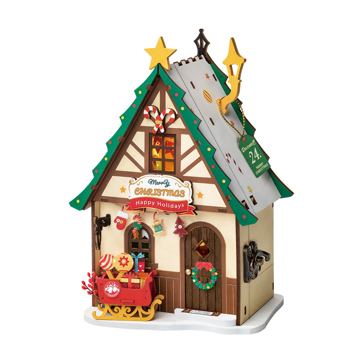 Armable Navideño Mini Casa Parpadeante con Luz 99pcs