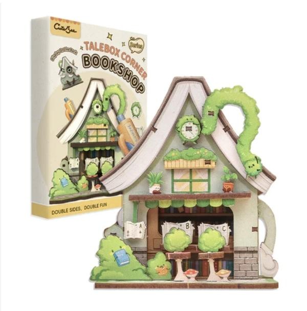 Kit de Rincón de Libros Armable de Madera 3D Talebox Corner Bookshop Modelo CWGA107