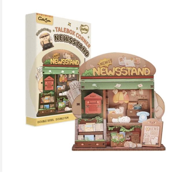 Kit de Rincón de Libros Armable de Madera 3D Talebox Corner Newsstand Modelo CWGA111