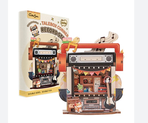 Kit de Rincón de Libros Armable de Madera 3D Talebox Corner Record Store Modelo CWGA109