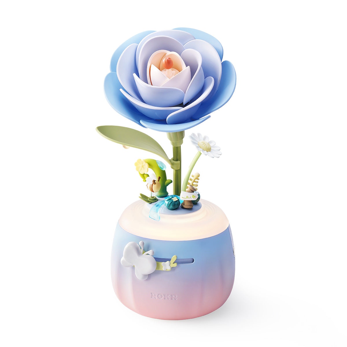 Lampara con Movimiento Camelia Color Lavanda/azul Armable de Plastico 73pcs