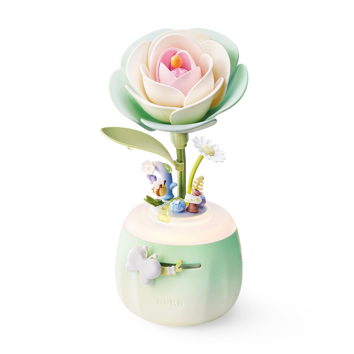 Lampara con Movimiento Camelia Color Menta Armable de Plastico 73pcs