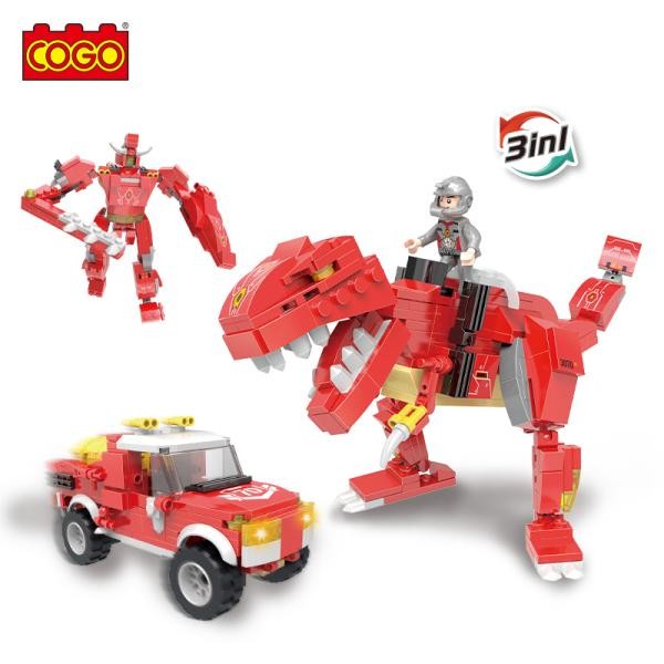 Tiranosaurio Rex y Carro Armable COGO 3 en 1 262PIEZAS