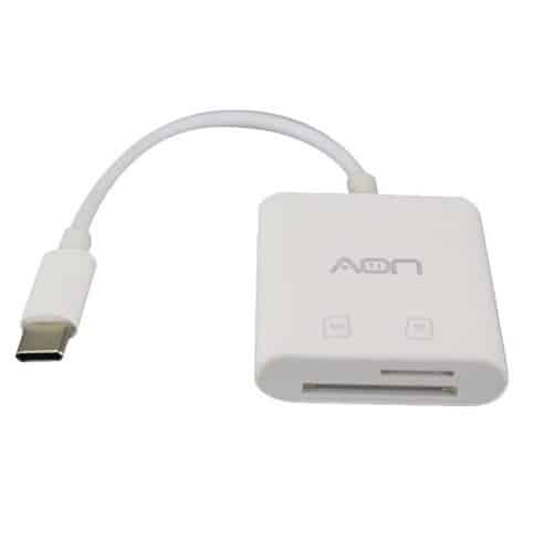 Adaptador AON USB-C A Hembra Micro SD Y Tarjeta SD