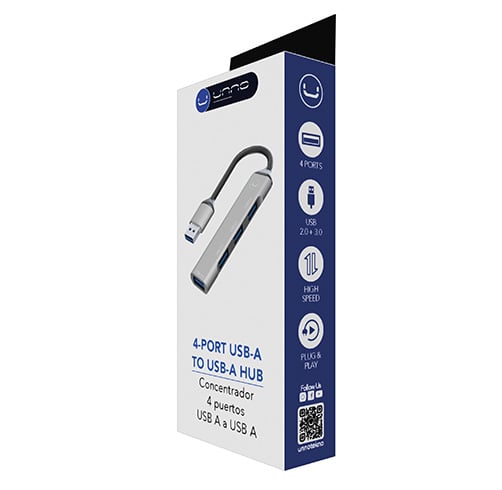 Hub Unno Tekno 4 Puertos USB-A A USB-A – HB1008GY — vista 2