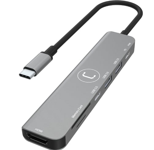 Hub Unno Tekno 7 En 1 – USB C – Gris – HB1107GY