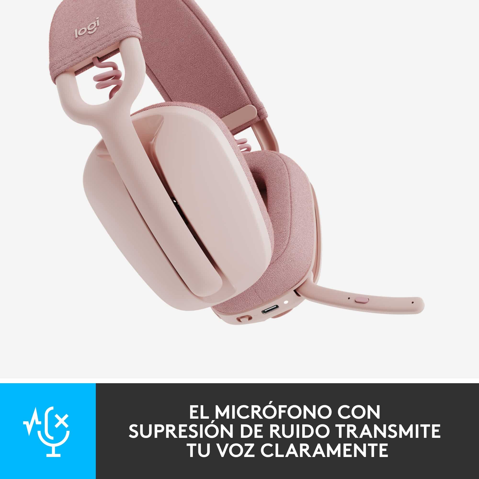Logitech Zone Vibe 100 Bluetooth – Rosa — vista 3
