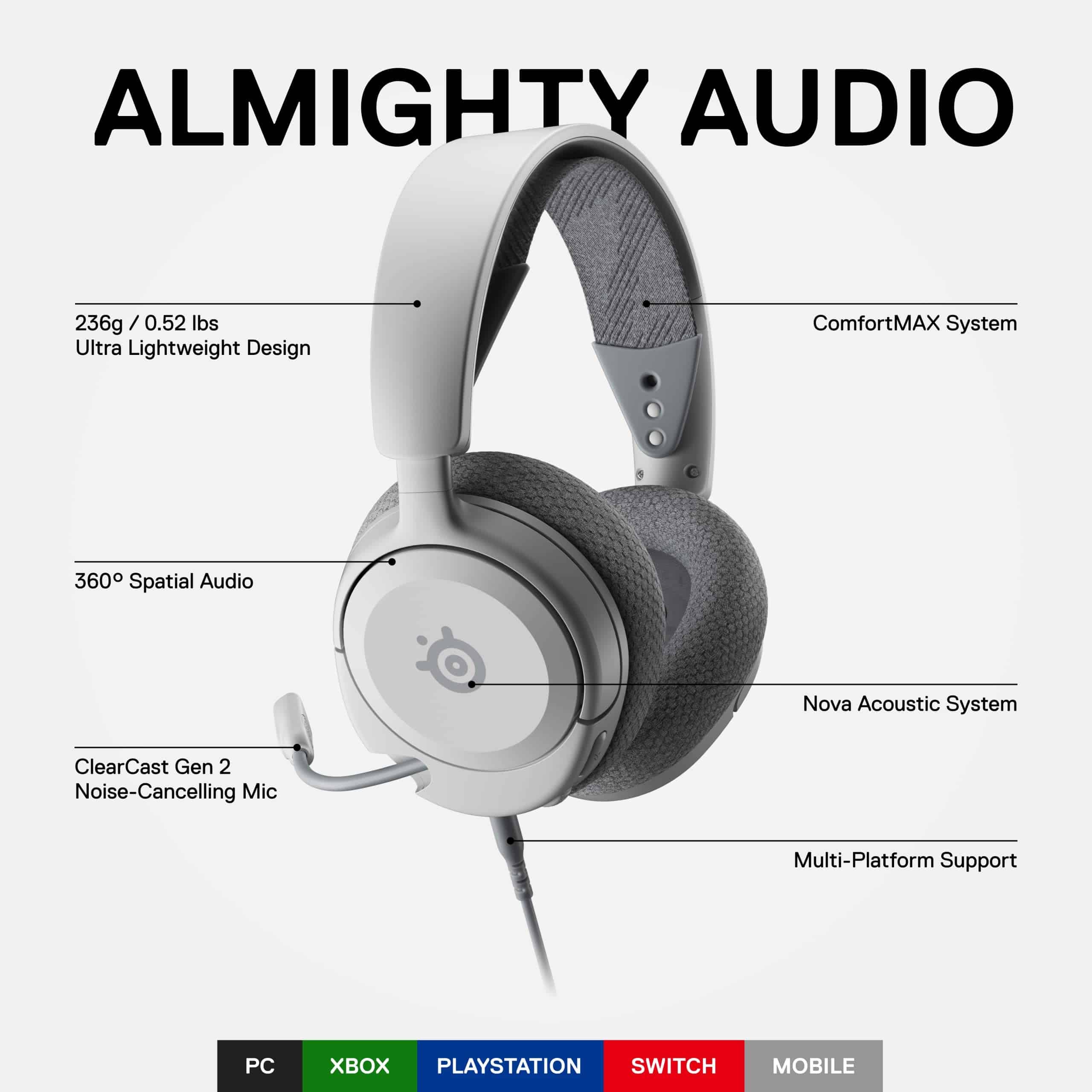 Steelseries Arctis Nova 1 – Blanco — vista 2
