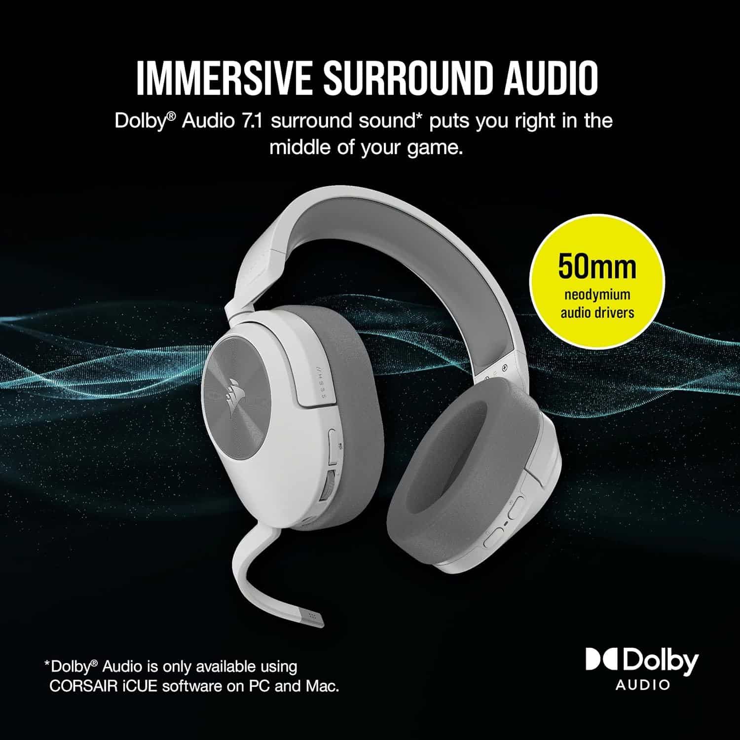 Corsair HS55 Wireless Blanco — vista 3
