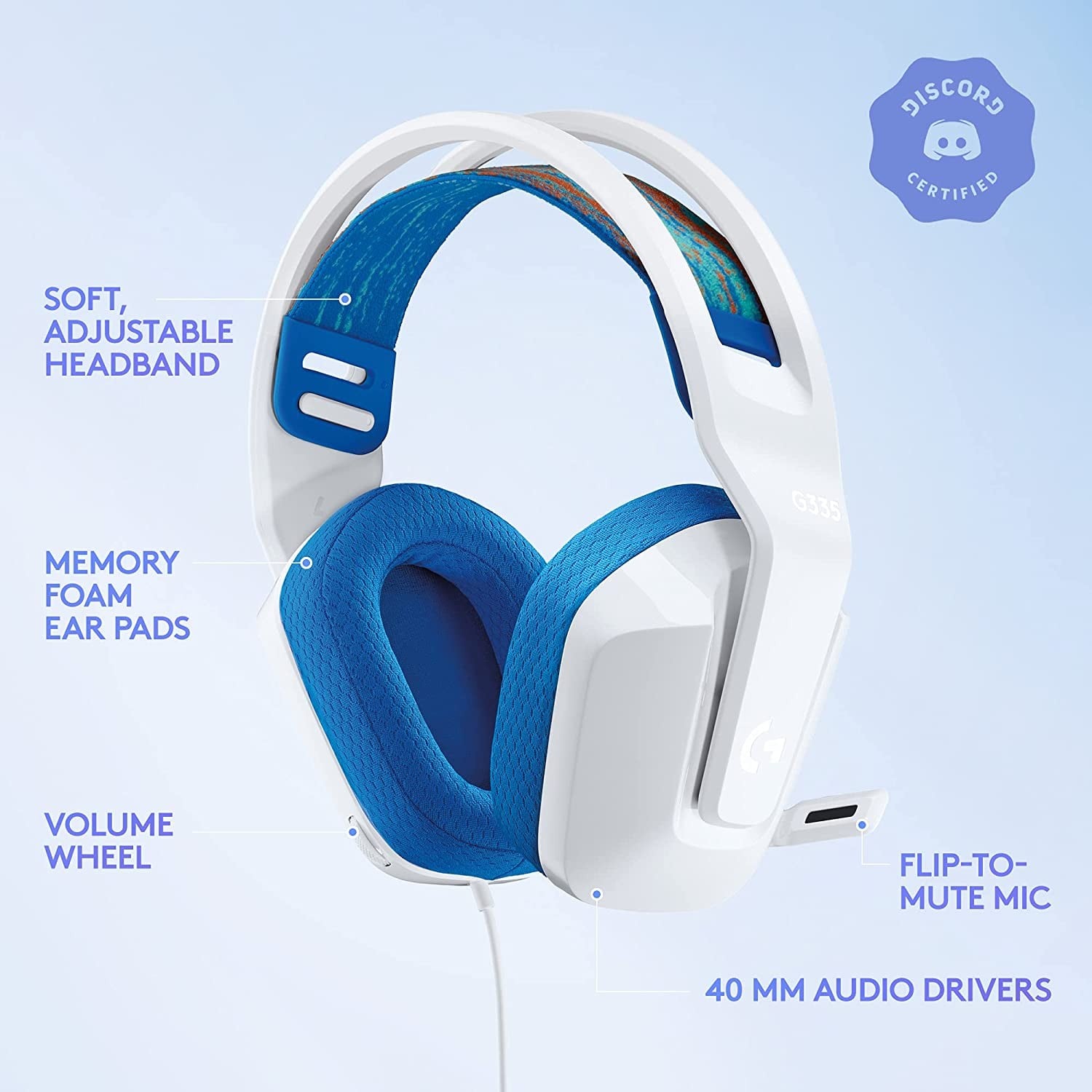 Logitech G335 – Blanco — vista 3
