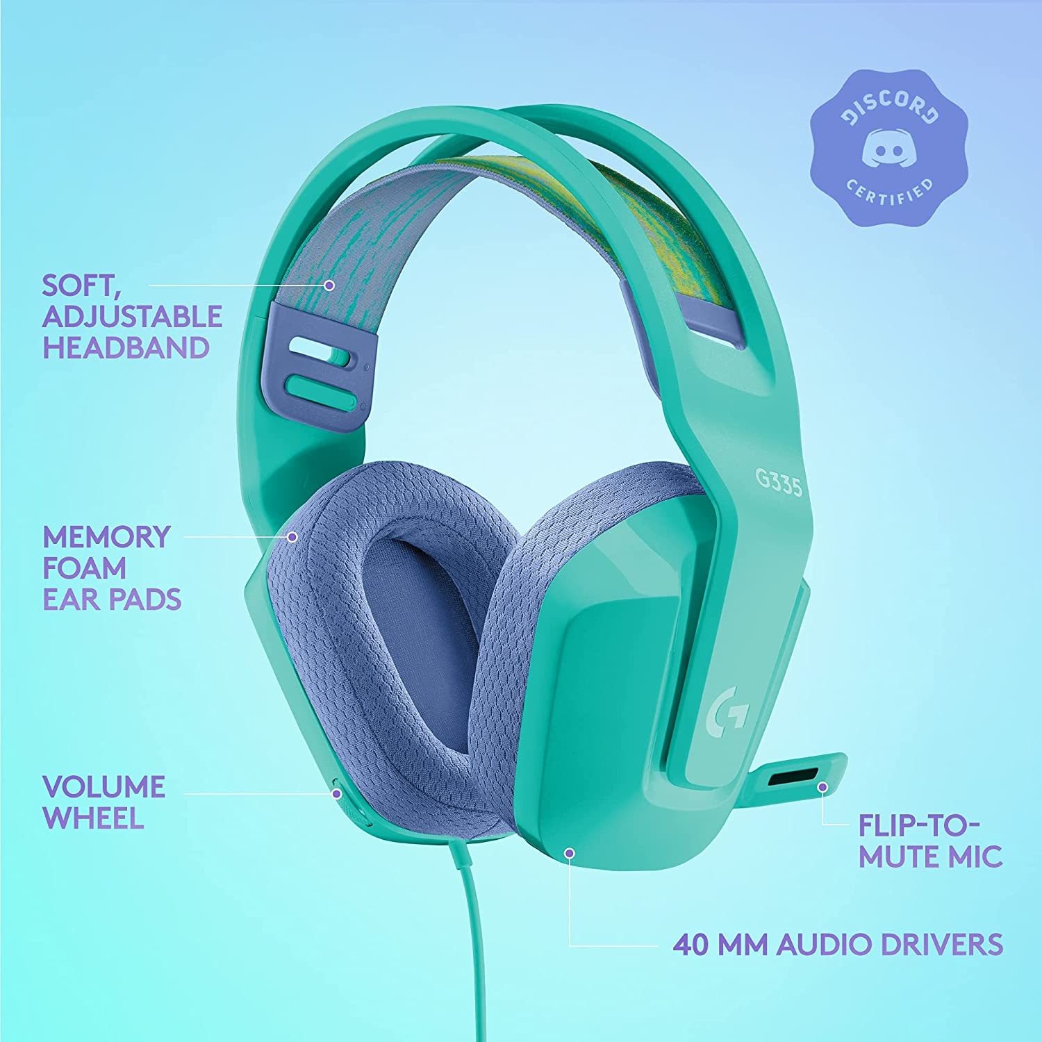 Logitech G335 – Menta — vista 2