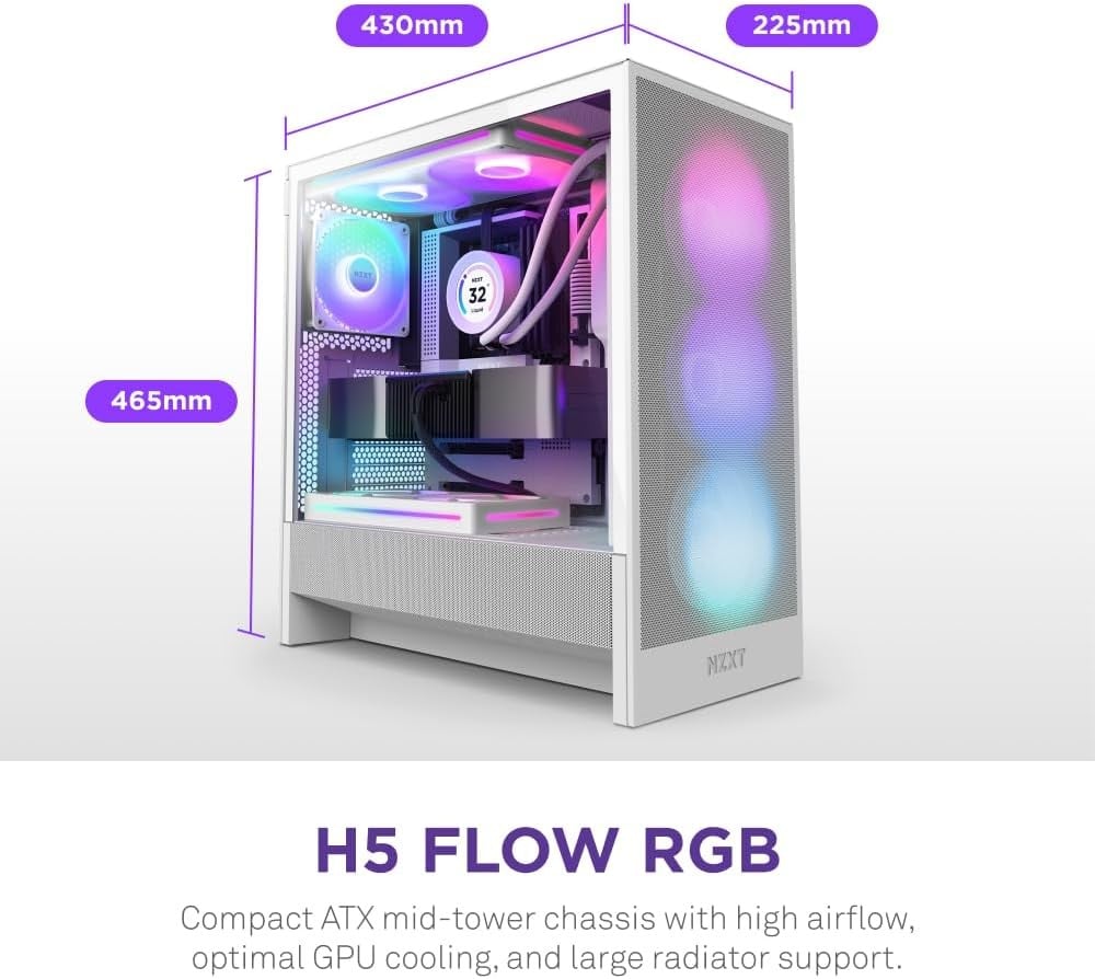 NZXT H5 Flow RGB 2024 – Blanco — vista 3