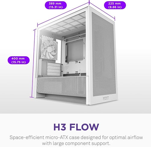 NZXT H3 Flow – Blanco — vista 2