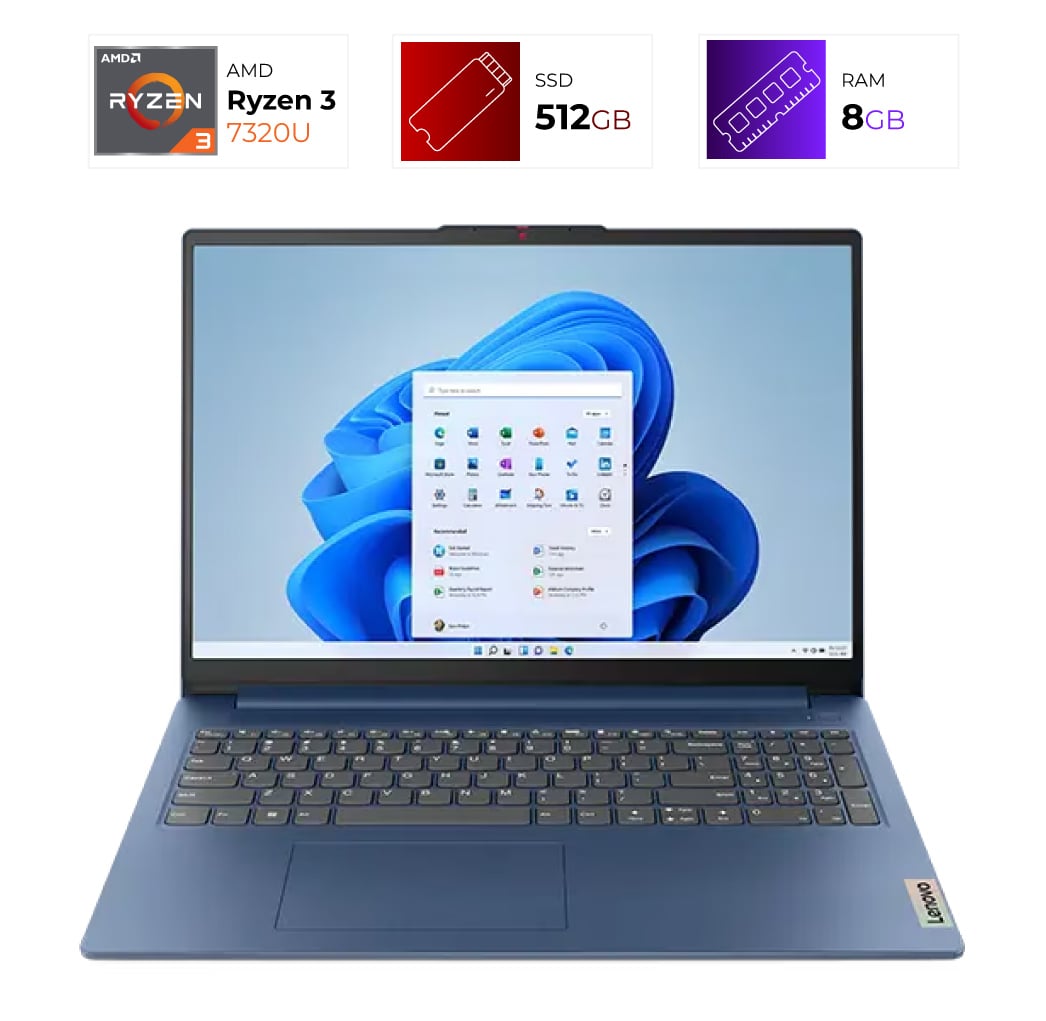 Lenovo IdeaPad Slim 3 – AMD Ryzen 3 7320U – 8GB – 512GB – Abyss Blue
