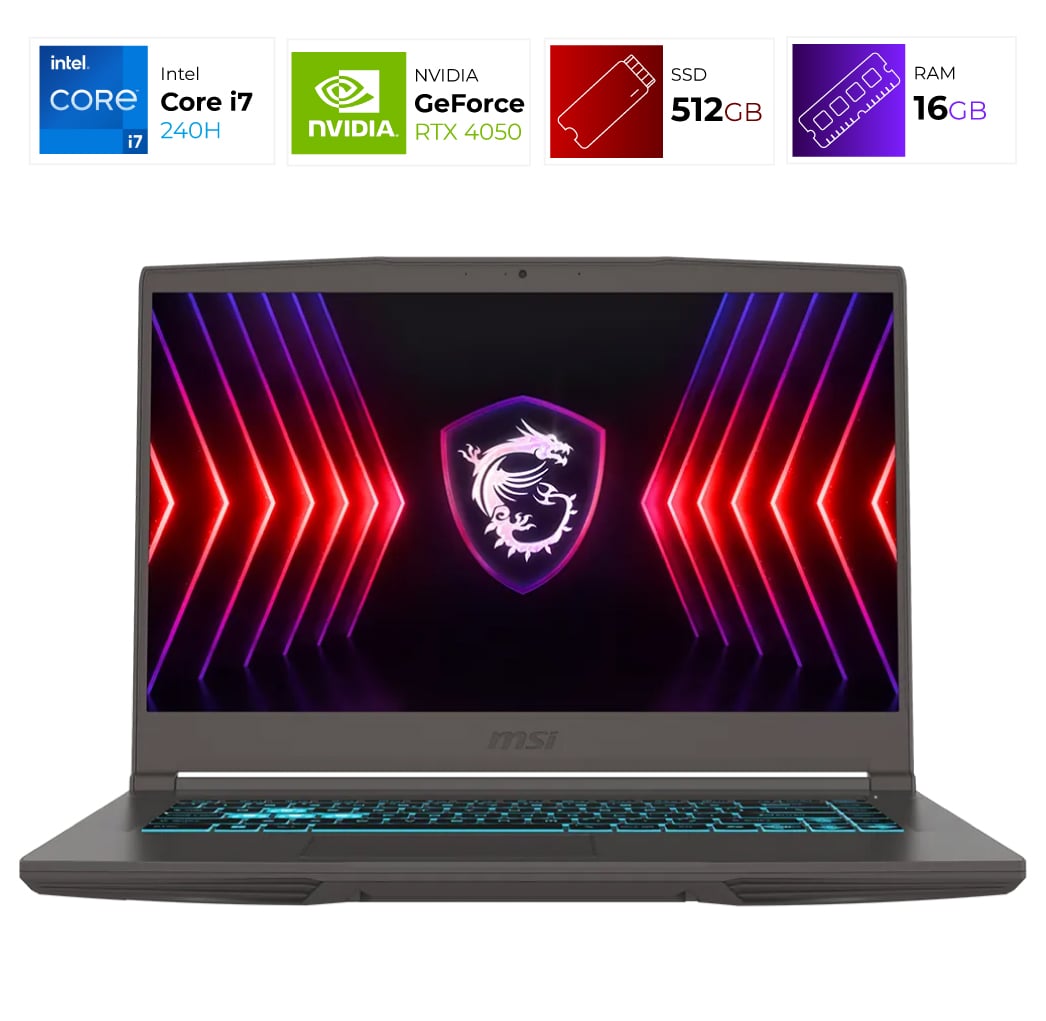 MSI Thin 15 B2RVE – Intel I7-240H – 16GB – RTX 4050 – 512GB – Cosmos Gray