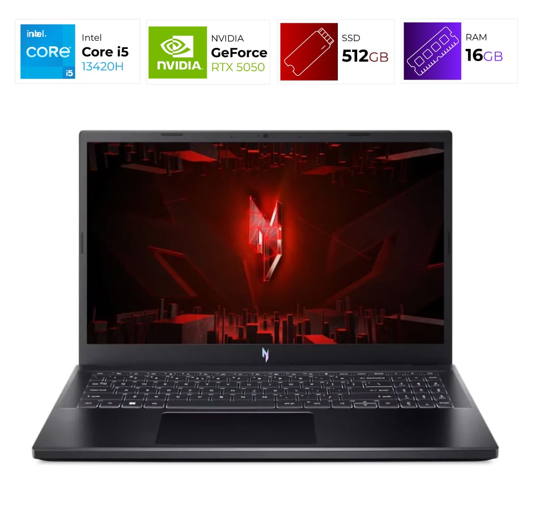Acer Nitro V15 – Intel I5 13420H – 16GB – RTX 5050 – 512GB- Obsidian Black