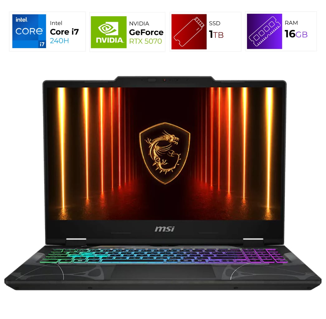 MSI Cyborg 15 – Intel I7 240H – 16GB – RTX 5070 – 1TB