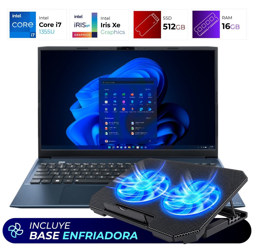 Combo Laptop + Base Enfriadora – Dynabook Satellite Pro C50-K – Intel I7 1355U – 16GB – 512GB