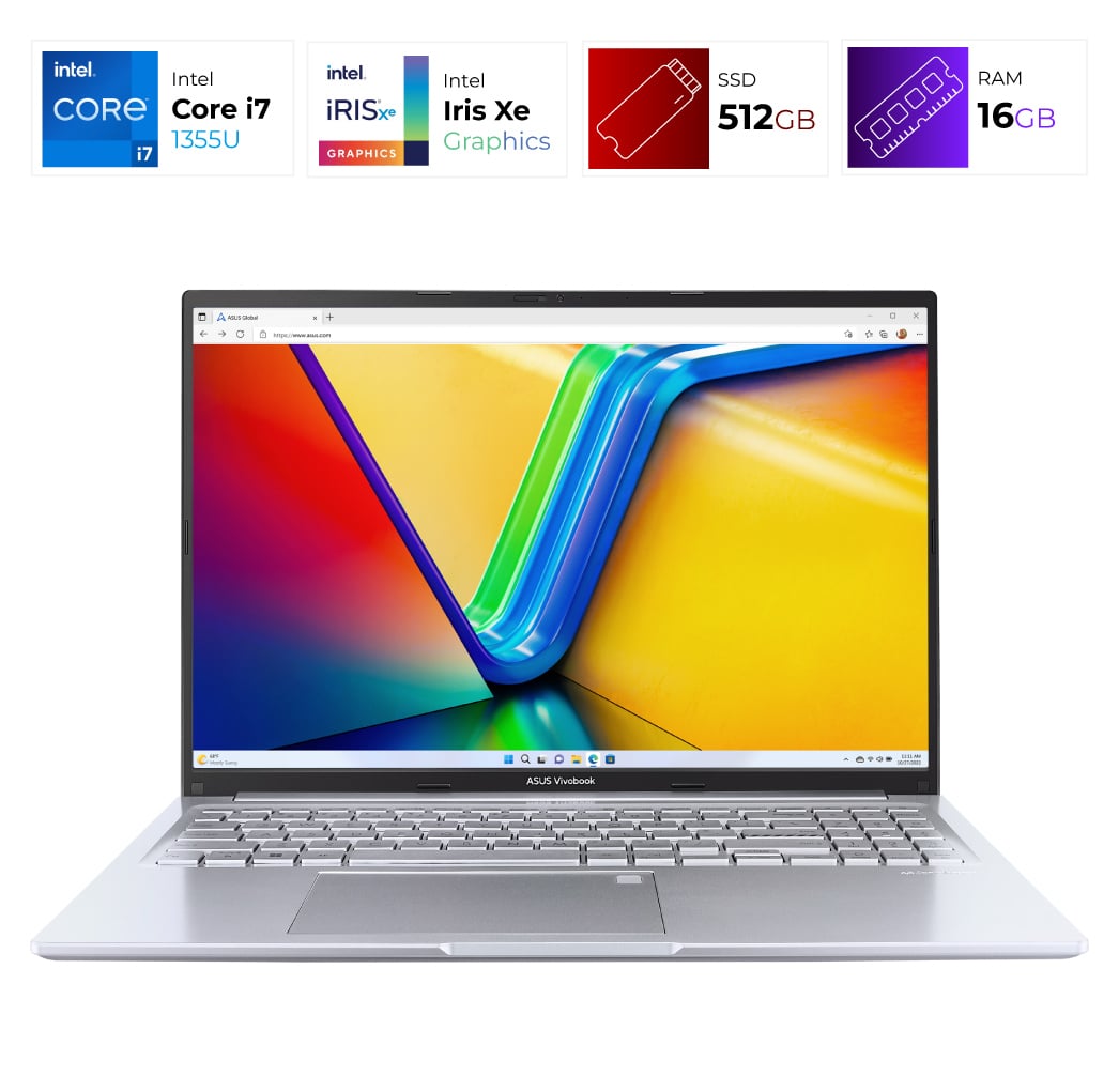 Asus Vivobook – Intel I7 1355U – 16GB – 512GB – Cool Silver