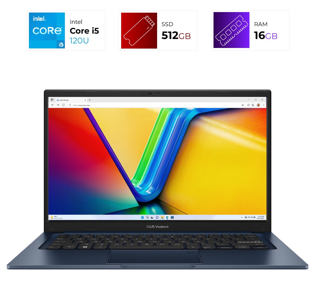 Asus VivoBook X1404V – Intel I5 120U – 16GB – 512GB – Quiet Blue