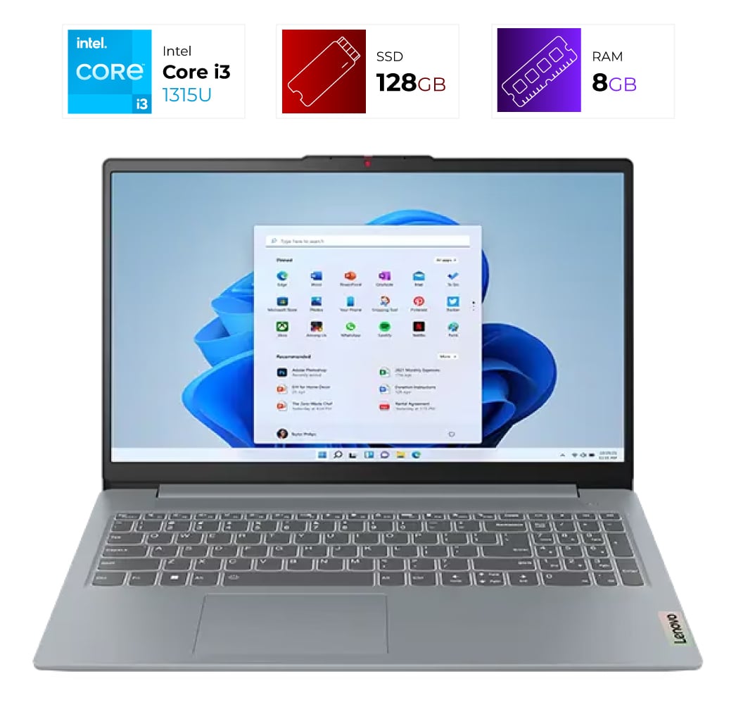 Lenovo IdeaPad Slim 3 15IAN8 – Intel I3 N305 – 8GB – 128GB – Artic Grey